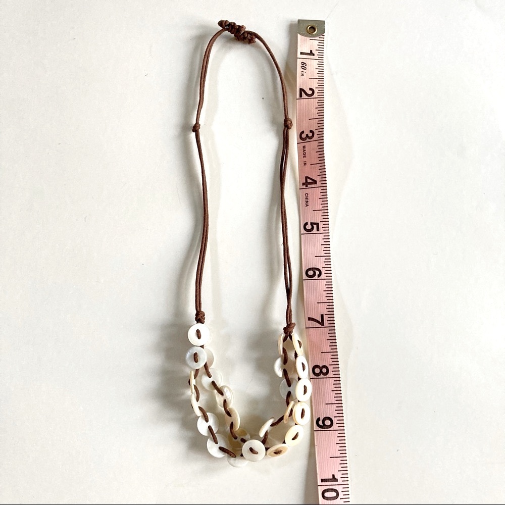 American Eagle Shell Button Pull String Necklace … - image 4